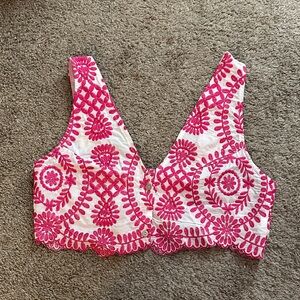 Pink Embroidered Women's Top